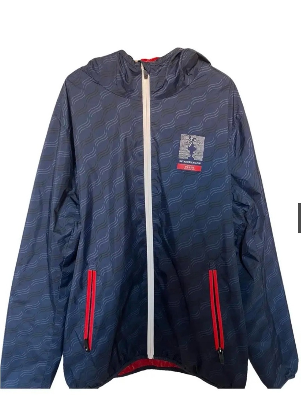 Prada North Sail Windbreaker Jacket with Hood Navy Blue Size XL NWT